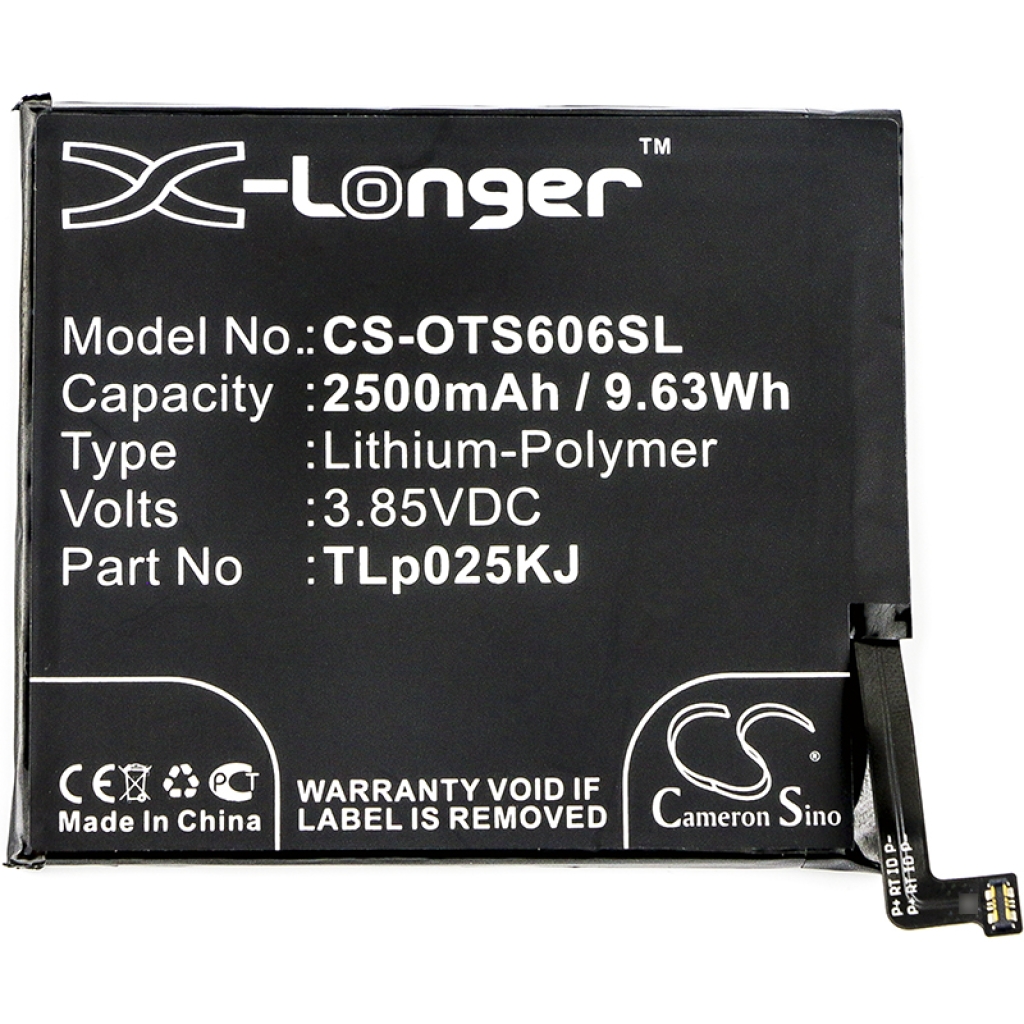 Compatible battery replacement for Alcatel  TLp025KJ, TLp025K1