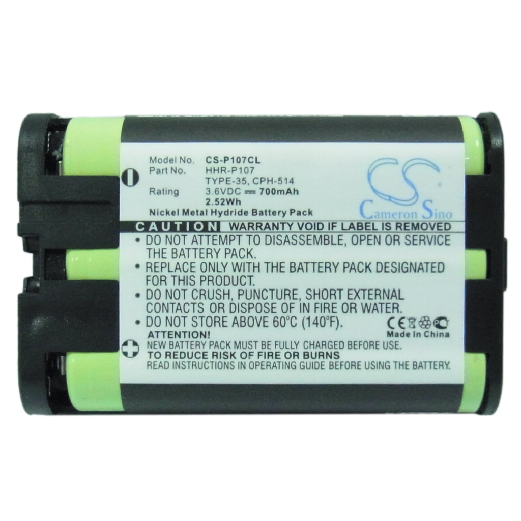 Compatible battery replacement for Panasonic  HHR-P107, TYPE-35