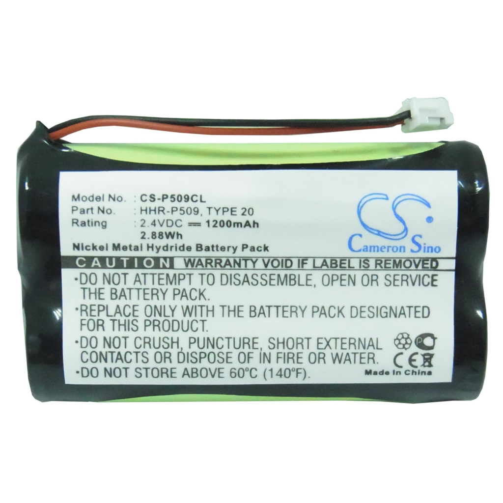 Compatible battery replacement for Panasonic  TYPE 20, HHR-15F2G3, PQHP509SVC, PQHHR150AA23, HHR-P509A...