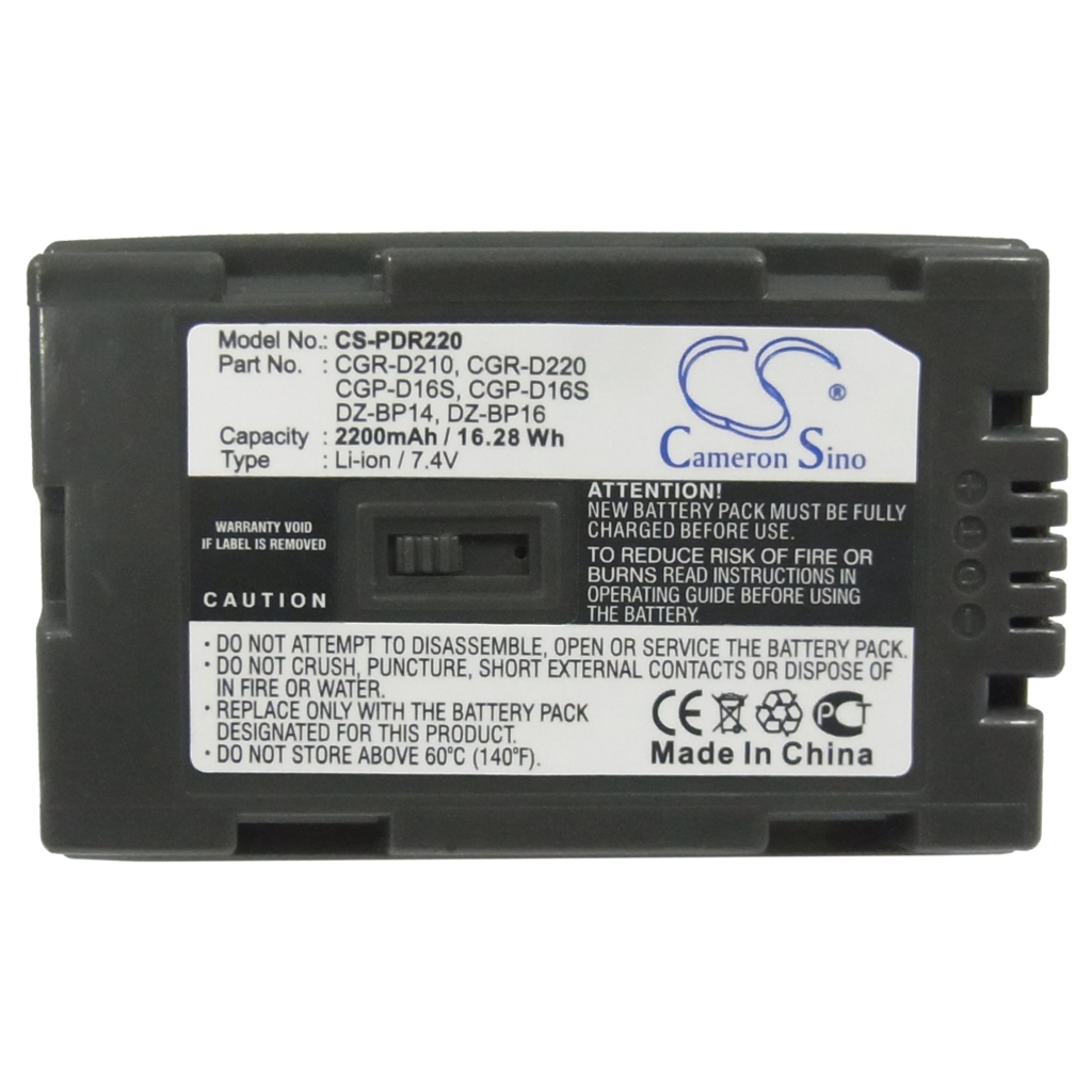 Compatible battery replacement for Panasonic  CGR-D220, CGR-D210, CGP-D16S, DZ-BP16