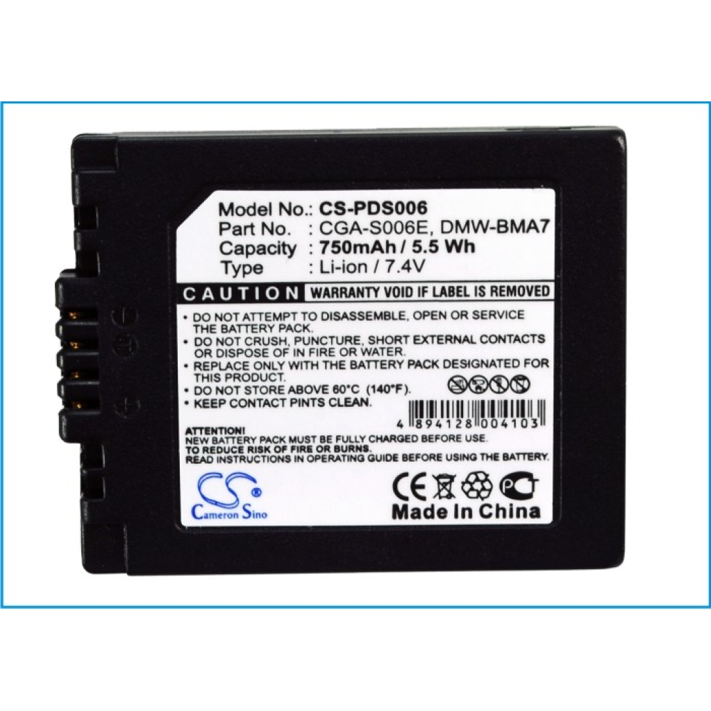 Compatible battery replacement for Panasonic  CGR-S006E/1B, CGA-S006E, CGR-S006E, CGA-S006, CGR-S006A/1B...