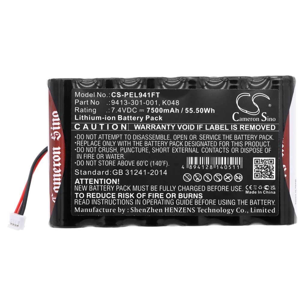 Compatible battery replacement for Pelican  9413-301-001, 9410-301-001E, K048, 9413-301-002