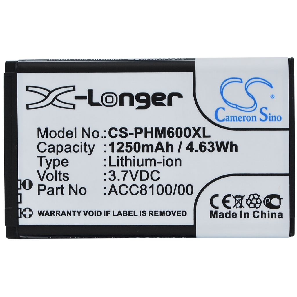 Compatible battery replacement for Philips  ACC8100/00, ACC8100, 8403 810 00011