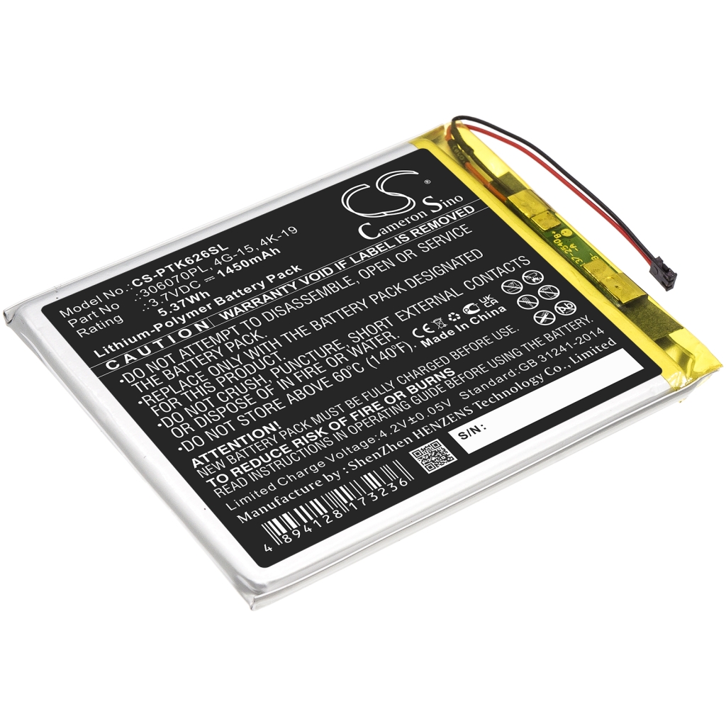 Compatible battery replacement for Pocketbook  4K-19, 4G-15, 306070PL