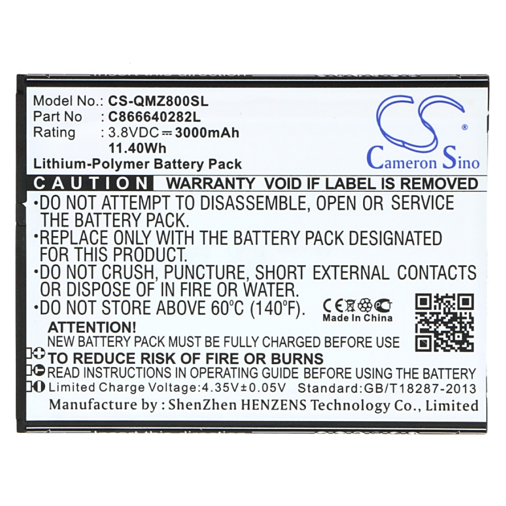 Compatible battery replacement for BLU  C866640282L, C866639282L