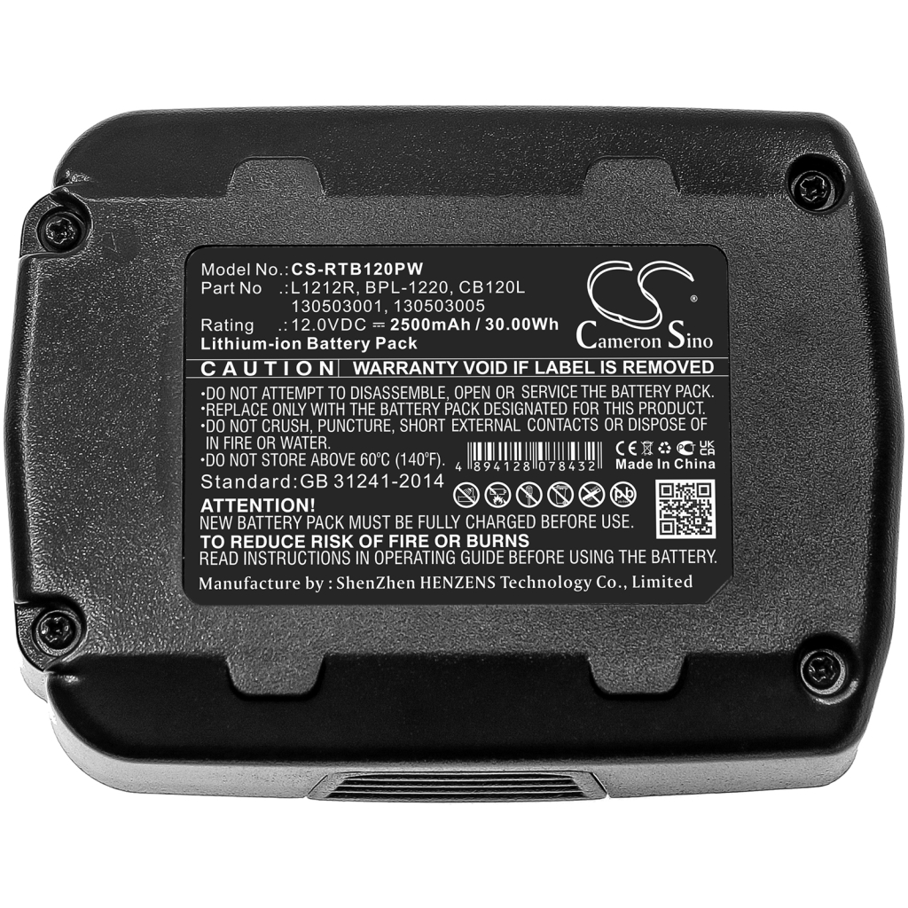 Compatible battery replacement for AEG  130503005, 130503001, L1212R, CB120L, BPL-1220