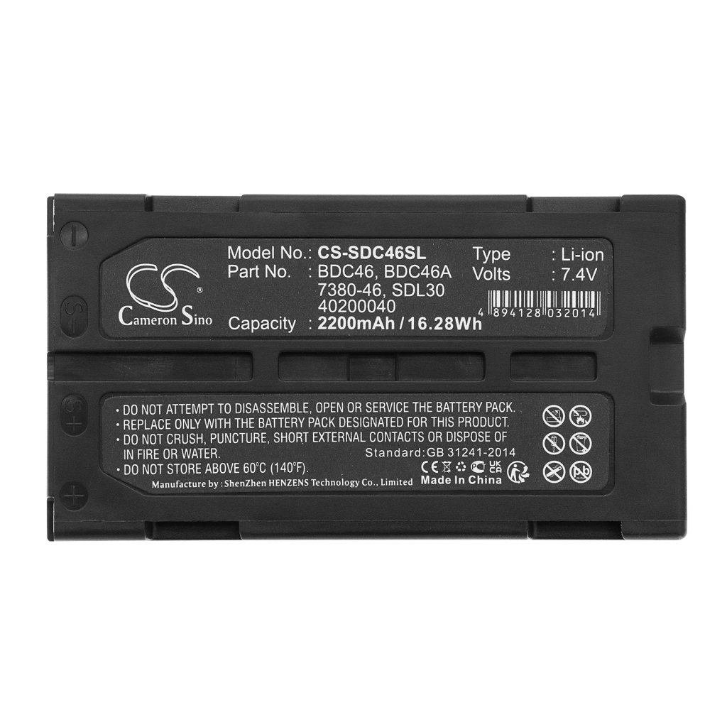 Compatible battery replacement for Sokkia  BDC46, 7380-46, BDC-46C, 40200040, SDL30...