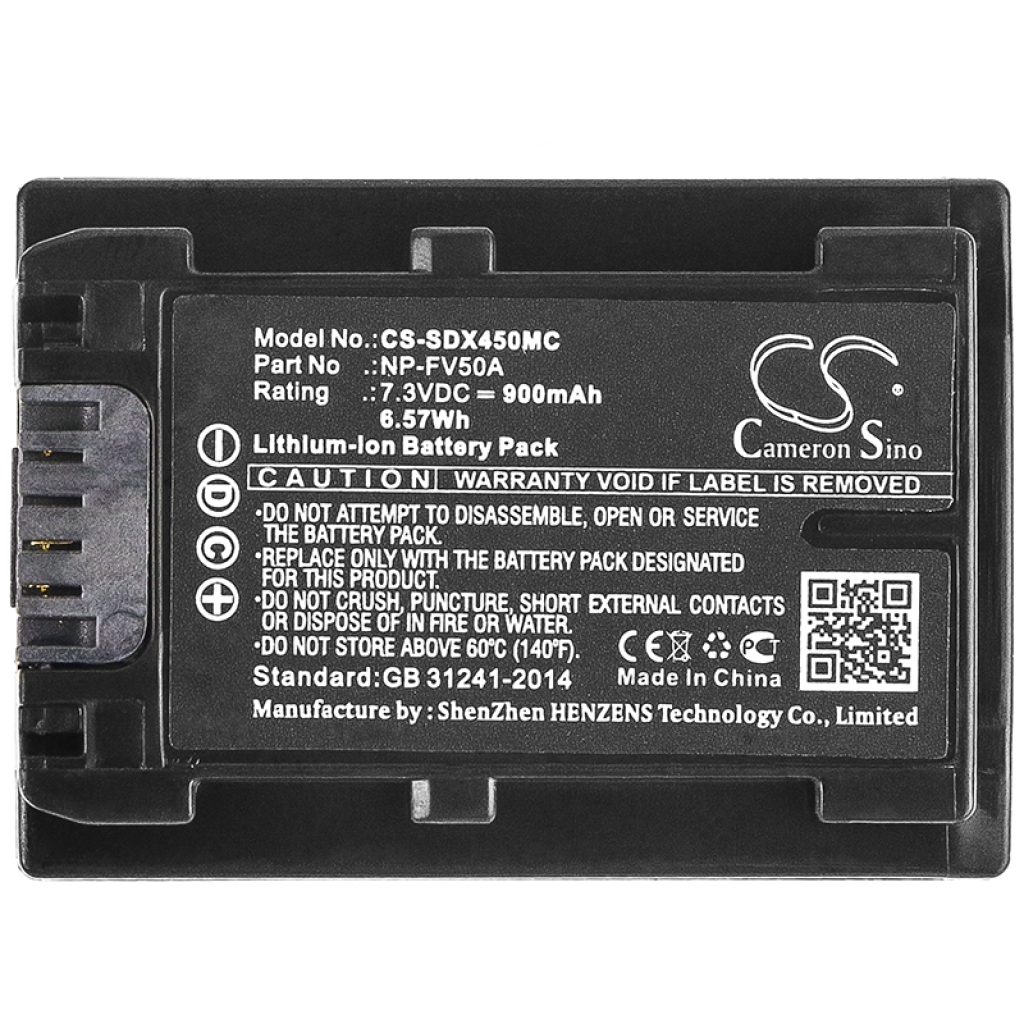 Compatible battery replacement for Sony  NP-FV50A