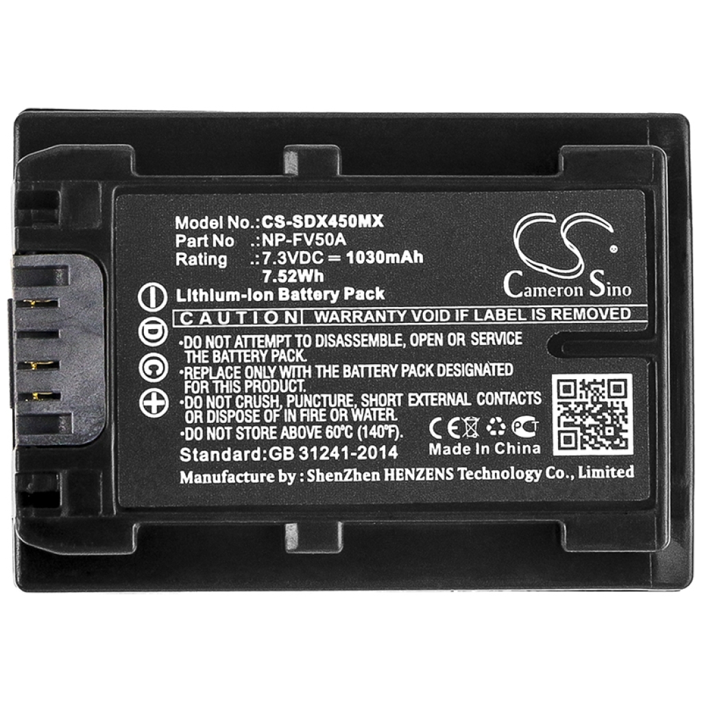 Compatible battery replacement for Sony  NP-FV50A