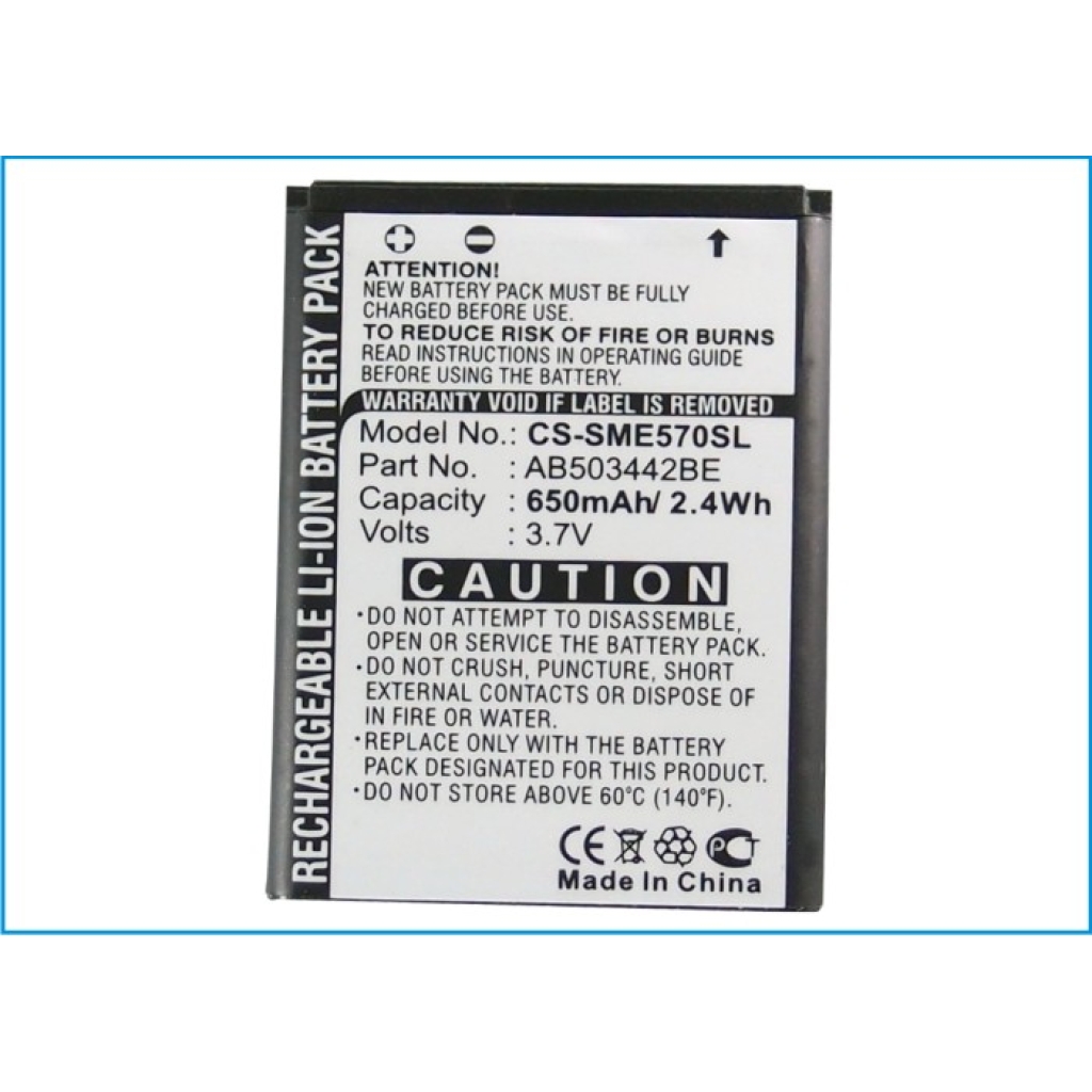 Compatible battery replacement for Samsung  AB503442BU, AB503442BE