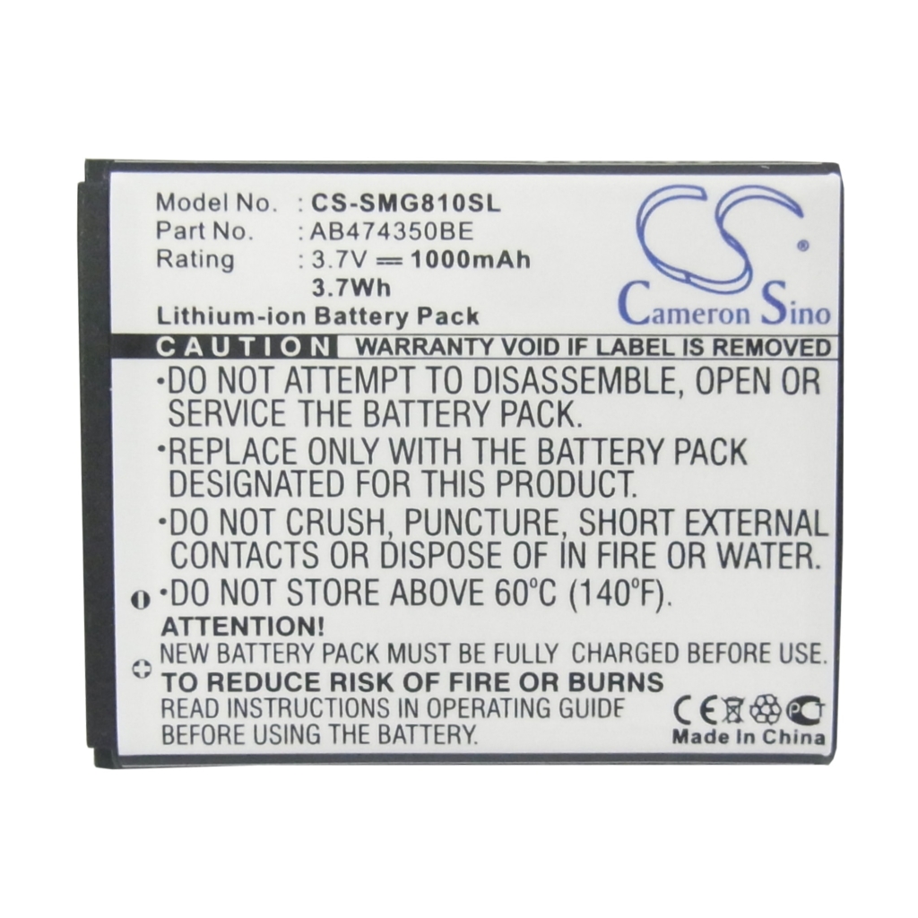 Compatible battery replacement for Samsung  AB474350BABSTD, AB475350CE, AB474350BK, AB474350BA, AB474350DU...