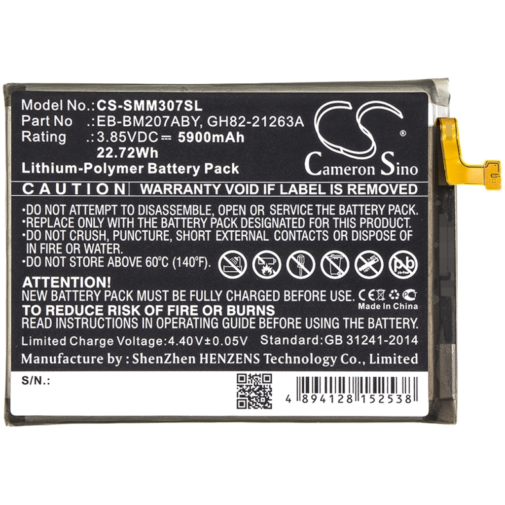 Compatible battery replacement for Samsung  GH82-21263A, EB-BM207ABY