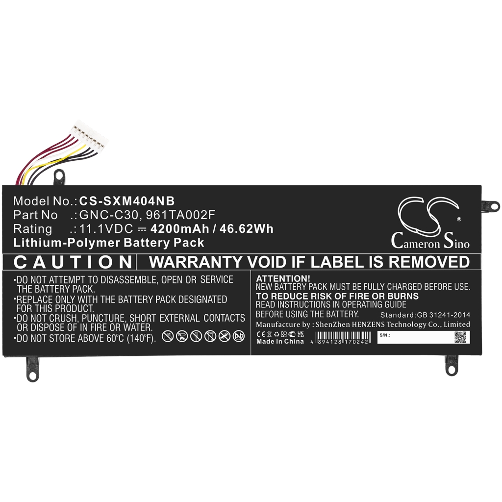 Compatible battery replacement for Gigabyte  GNC-C30, 961TA002F