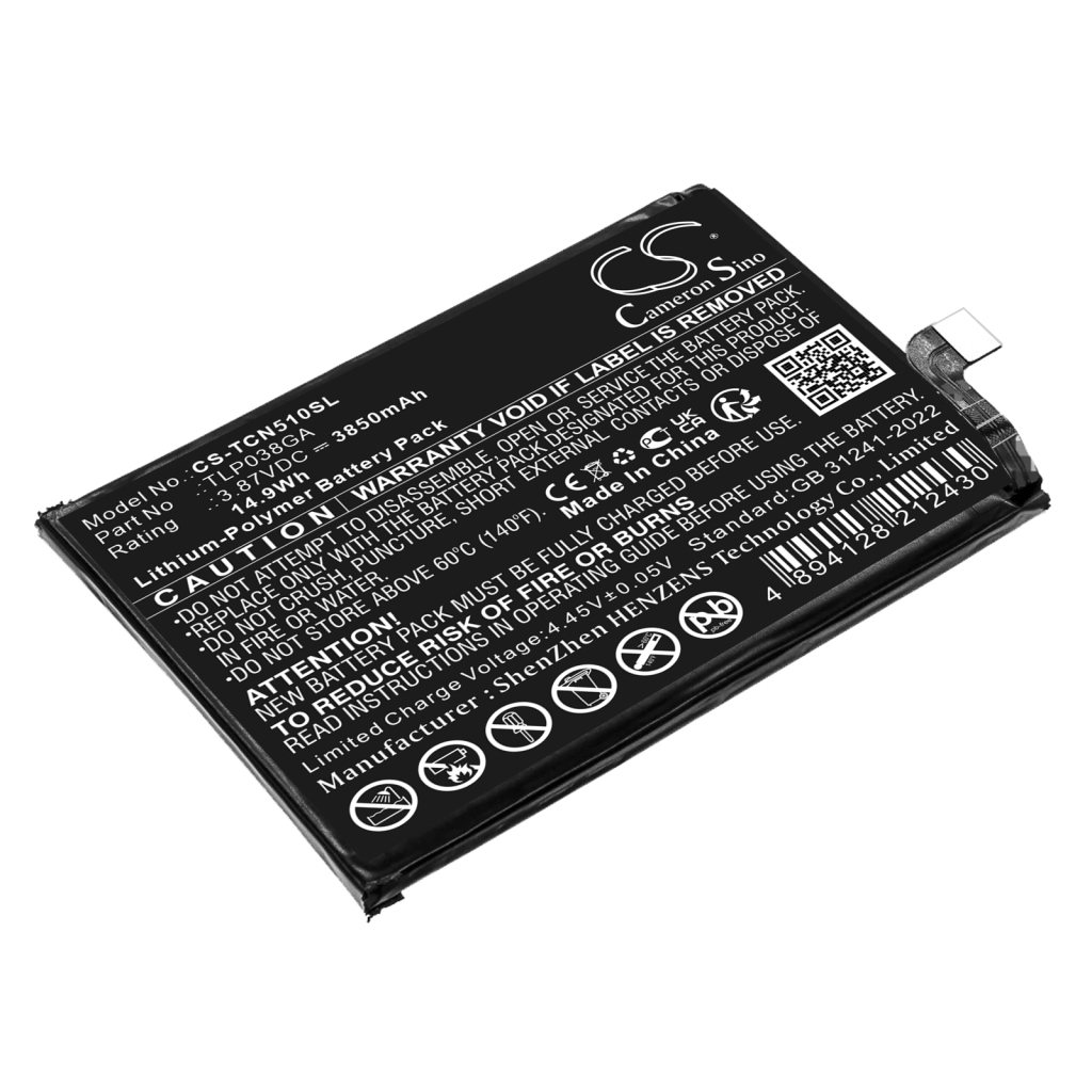 Compatible battery replacement for TCL TLP038GA