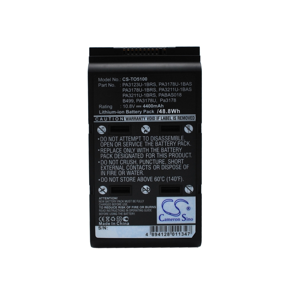 Compatible battery replacement for Toshiba  PA3178, PA3211U-1BAS, PA3123U-1BRS, PA3178U-1BRS, PA3123-1BAS...