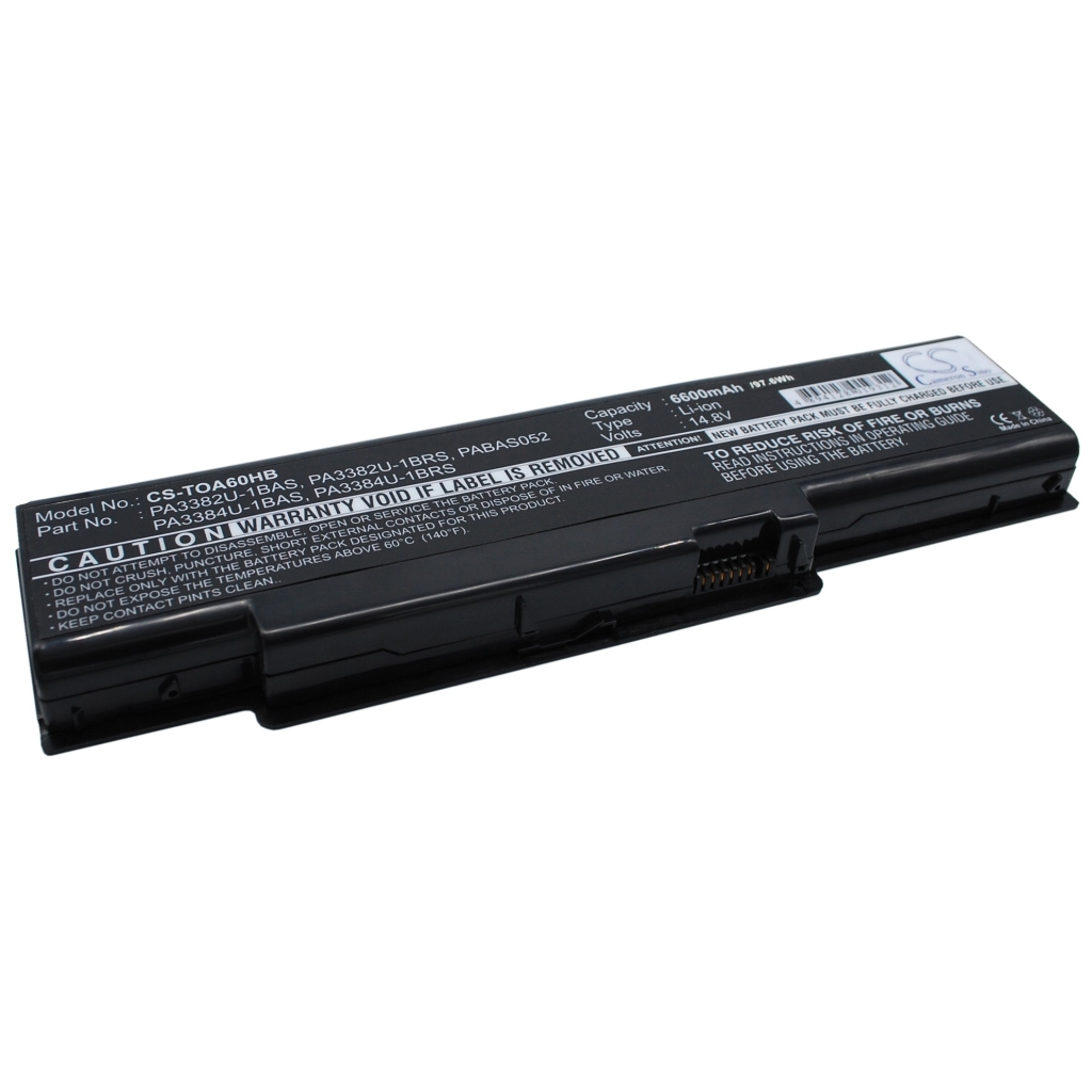 Compatible battery replacement for Toshiba  PA3382U-1BAS, PABAS052, PA3384U-1BRS, PA3384U-1BAS, PA3382U-1BRS