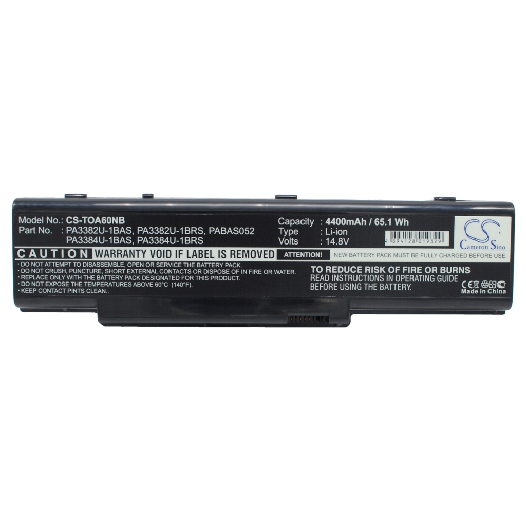 Compatible battery replacement for Toshiba  PA3384U-1BAS, PA3384U-1BRS