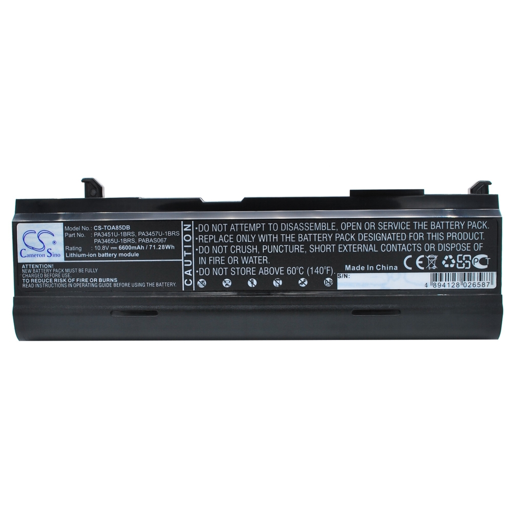 Compatible battery replacement for Toshiba  PA3457U-1BRS, PA3451U-1BRS, PABAS067, PA3465U-1BRS