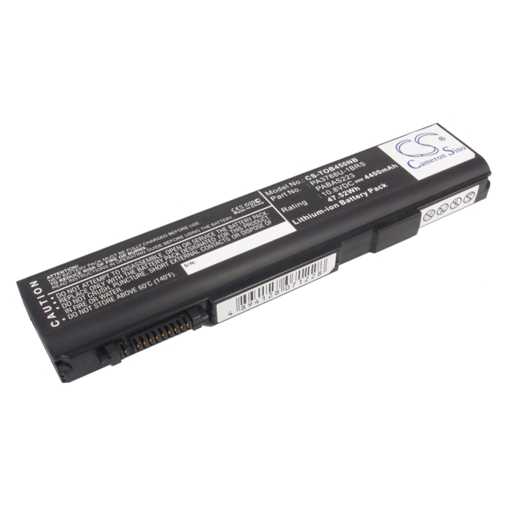 Compatible battery replacement for Toshiba  PABAS223, PABAS221, PA3788U-1BRS, PA3787U-1BRS