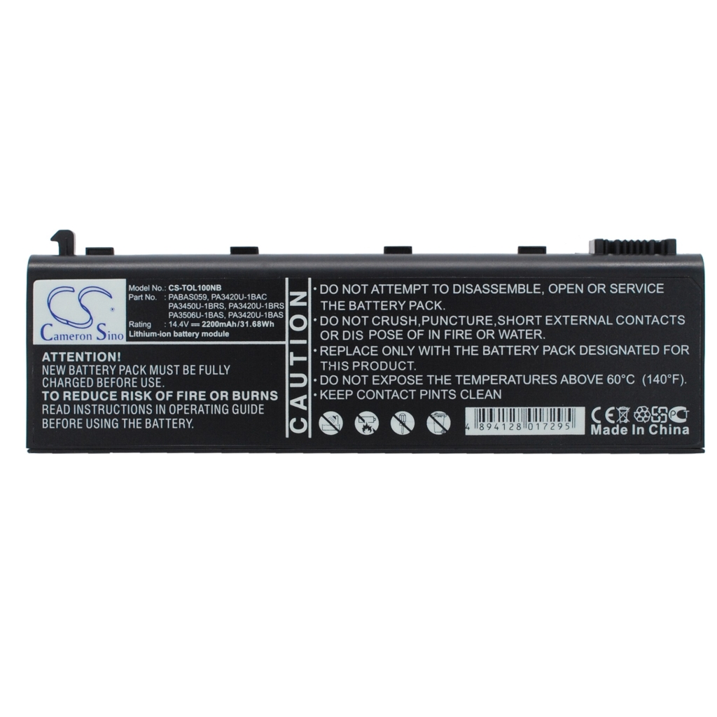 Compatible battery replacement for Toshiba  PA3450U-1BRS, PA3420U-1BRS, PABAS059, PA3420U-1BAS, PA3506U-1BRS...