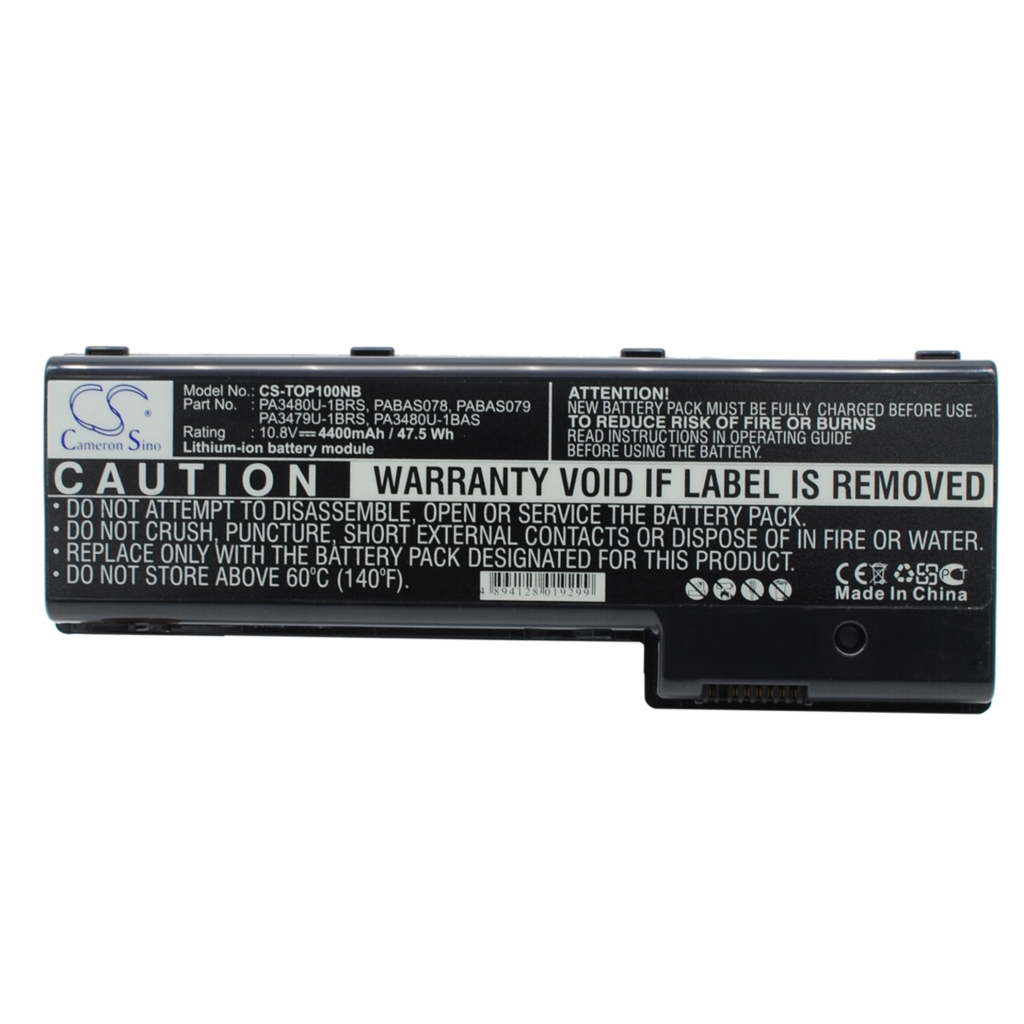 Compatible battery replacement for Toshiba  PA3480U-1BRS, PA3479U-1BRS, PABAS078