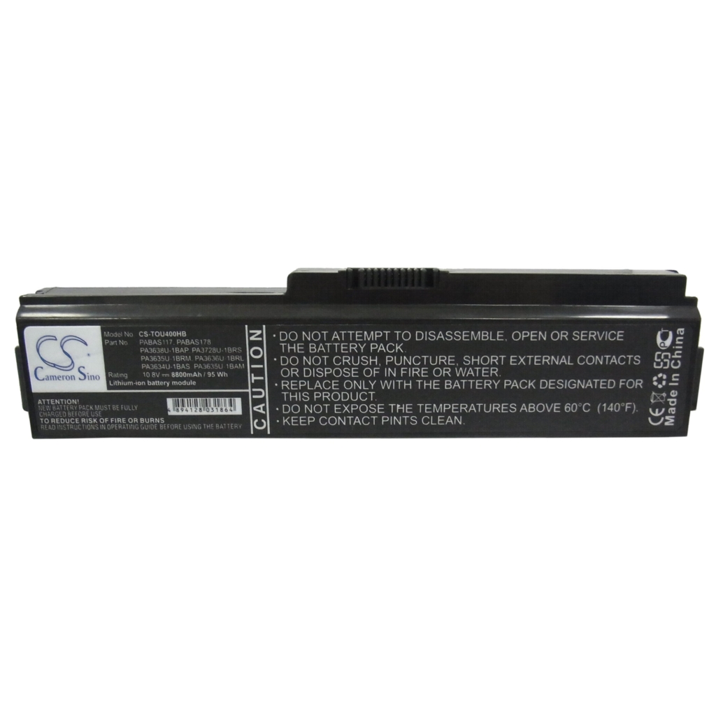 Compatible battery replacement for Toshiba  PABAS117, PA3635U-1BAM, PA3728U-1BRS, PA3634U-1BAS, PA3638U-1BAP...