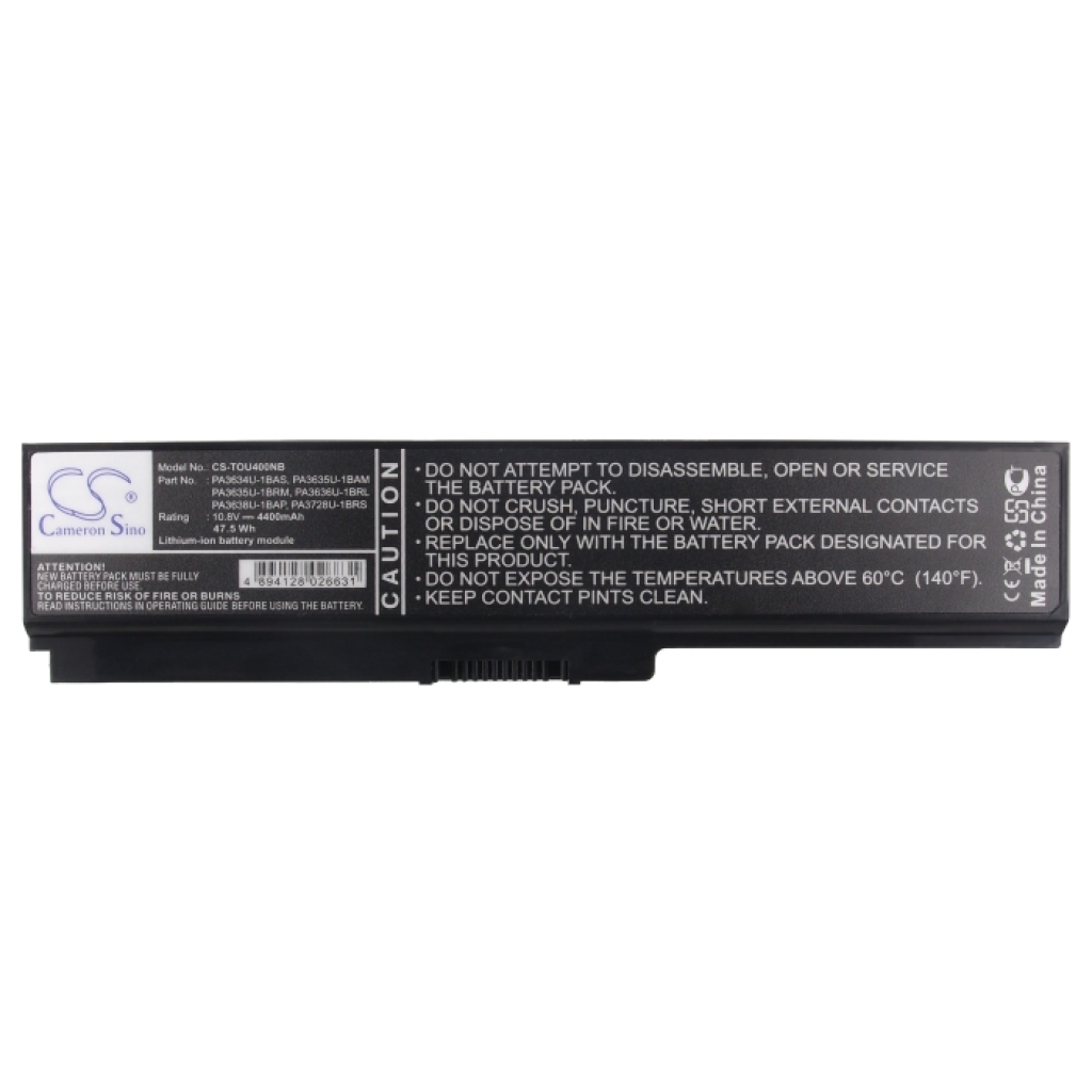 Compatible battery replacement for Toshiba  PA3634U-1BAS, PA3818U-1BRS, PA3636U-1BRL, PABAS227, PA3816U-1BRS...