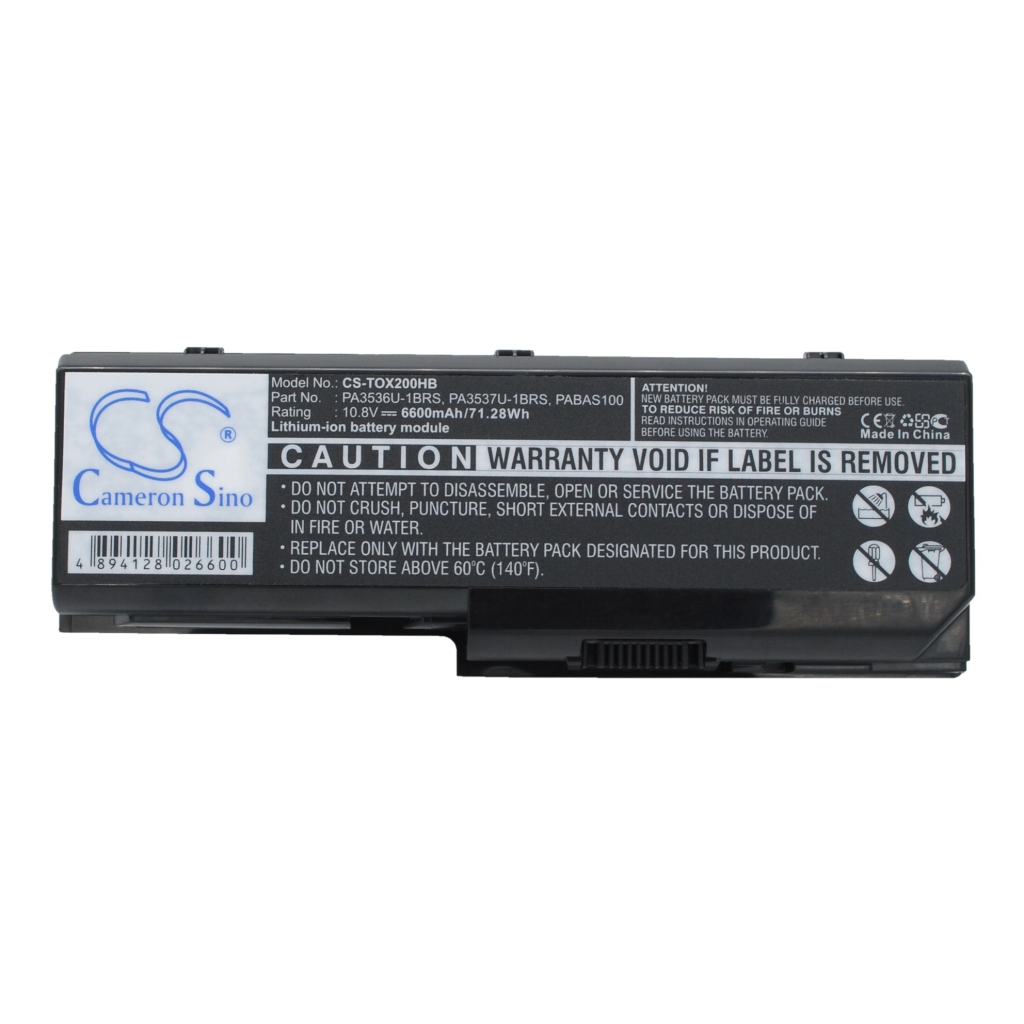 Compatible battery replacement for Toshiba  PABAS101, PABAS100, PA3537U-1BRS, PA3537U-1BAS, PA3536U-1BRS