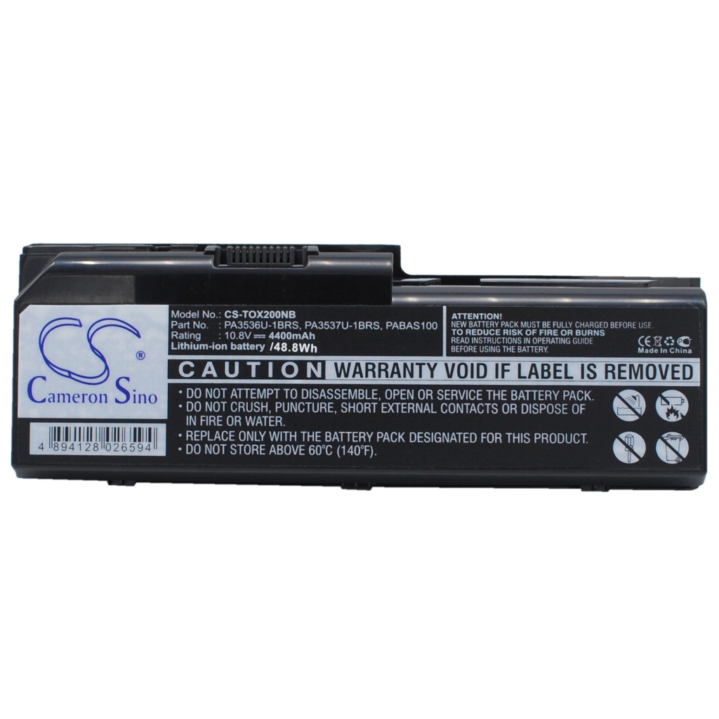 Compatible battery replacement for Toshiba  PABAS100, PA3537U-1BRS, PA3536U-1BRS