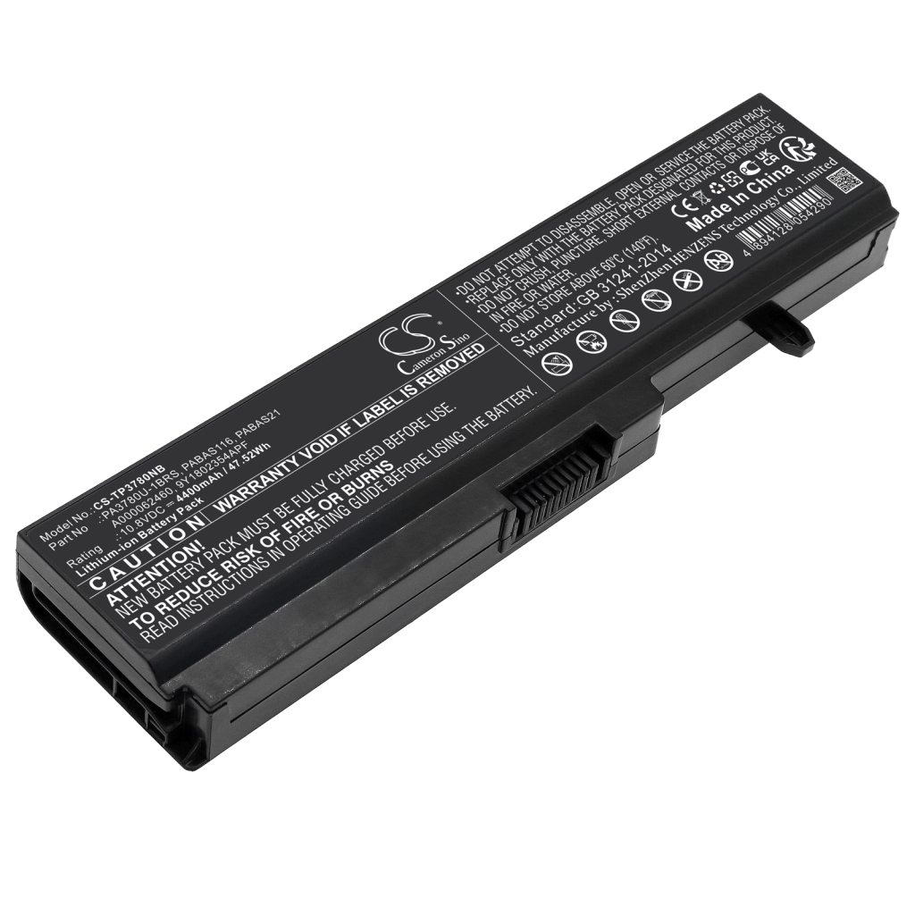 Compatible battery replacement for Toshiba  PA3780U-1BRS, A000062460, 9Y1802354APF, PABAS21, PABAS116