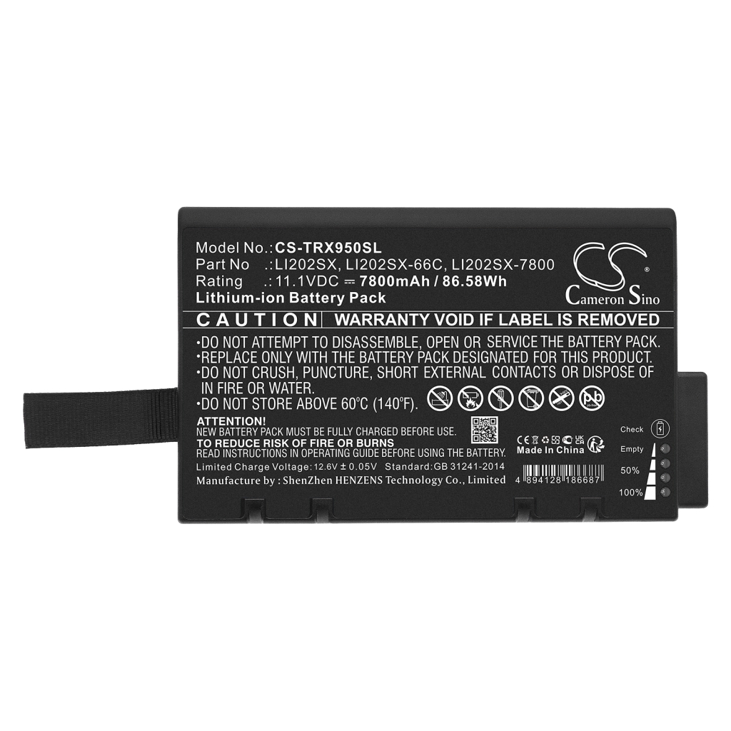 Compatible battery replacement for Tsi  LI202SX, LI202SX-7800, 700028, LI202SX-7200, 4800-017...