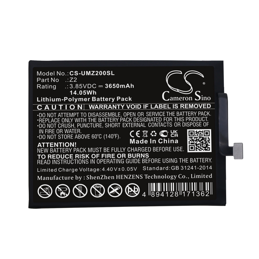 Compatible battery replacement for Umi  Z2