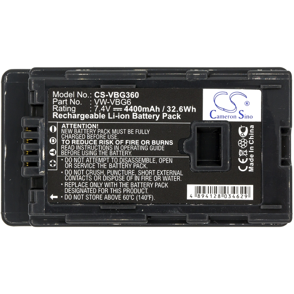 Compatible battery replacement for Panasonic  VW-VBG6PPK, VW-VBG6GK, VW-VBG6-K, VW-VBG6