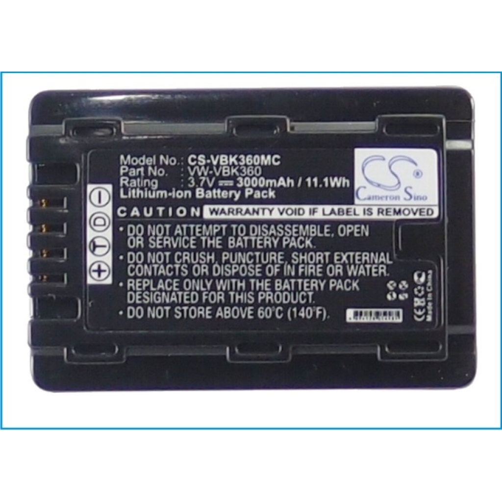 Compatible battery replacement for Panasonic  VW-VBK360