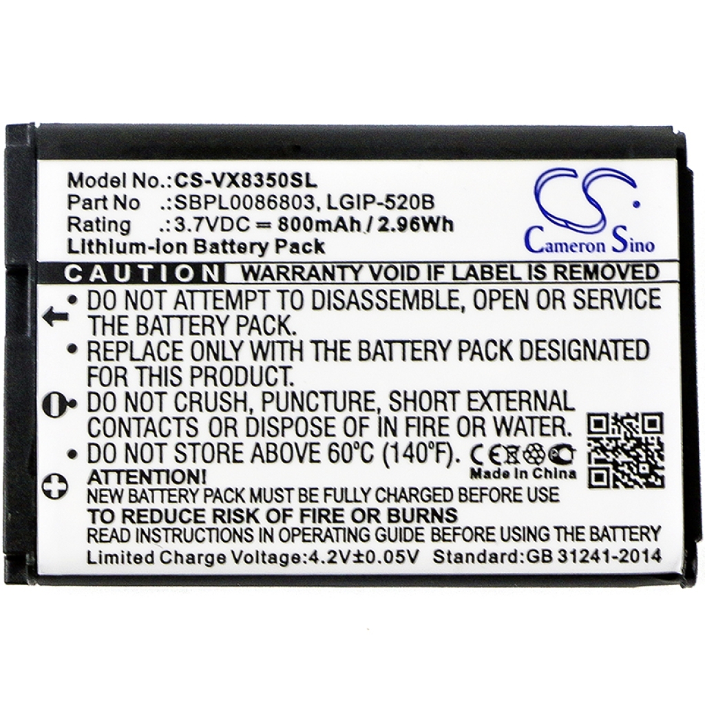 Compatible battery replacement for LG  LGIP-320R, SBPL0086903, SBPL0086803, LGIP-520B