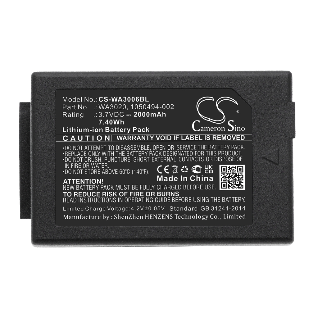 Compatible battery replacement for PSION  WA3020, WA3006, 1050494-002, 1050494