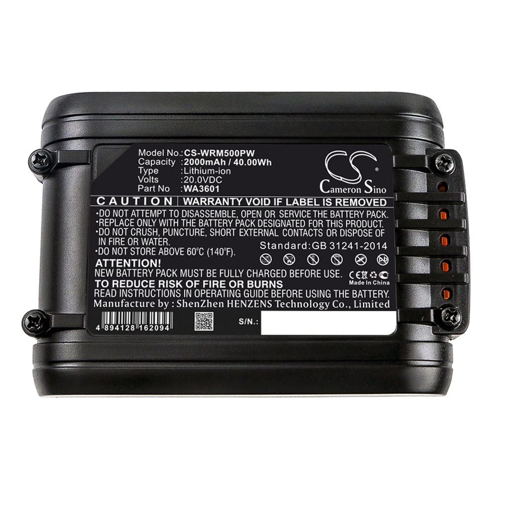 Compatible battery replacement for Worx  WA3604, WA3601, WA3553, WA3014