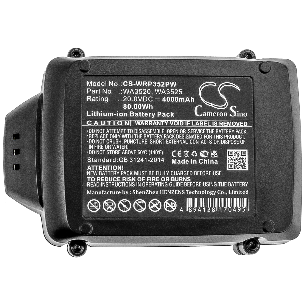 Compatible battery replacement for Worx  WA3578, WA3520, WA3575.2, WA3012, WA3575...