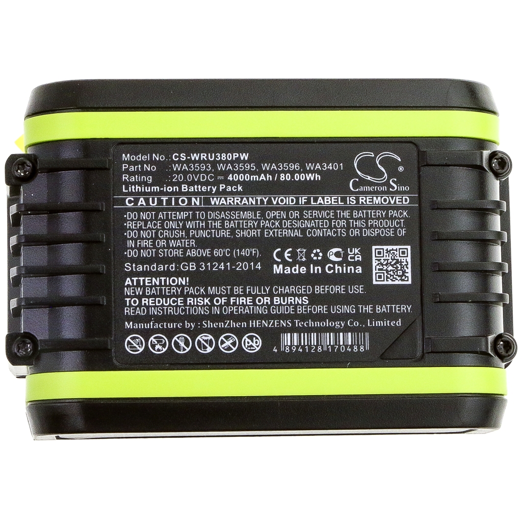 Compatible battery replacement for Worx  WA3593, WA3401, WA3596, WA3595