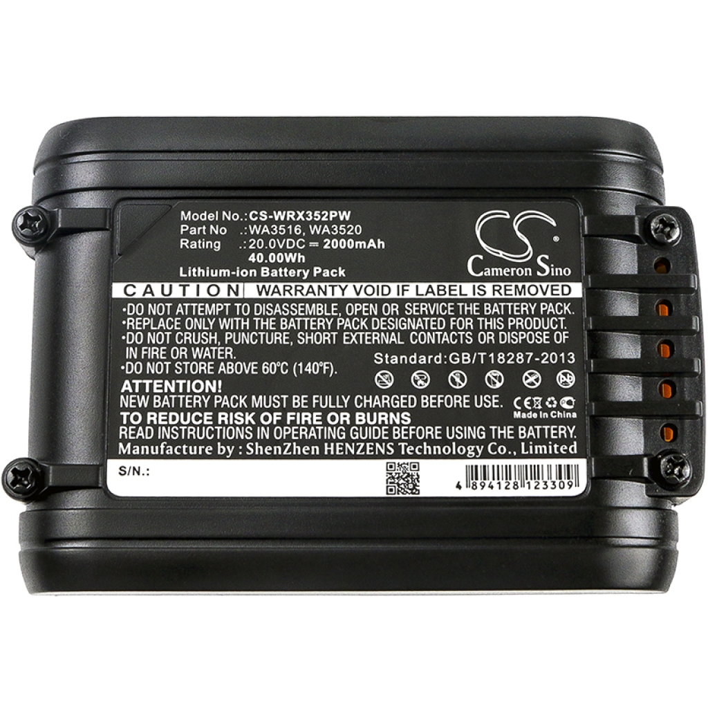 Compatible battery replacement for Worx  WA3549.1, WA3570, RW9351.1, WA3556, WA3551.1...