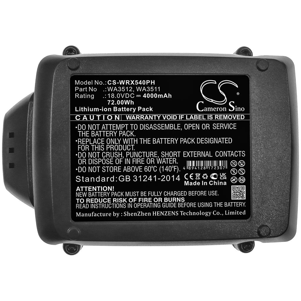 Compatible battery replacement for Worx  WA3551.1, WA3511, WA3523, RW9351.1, WA3516...