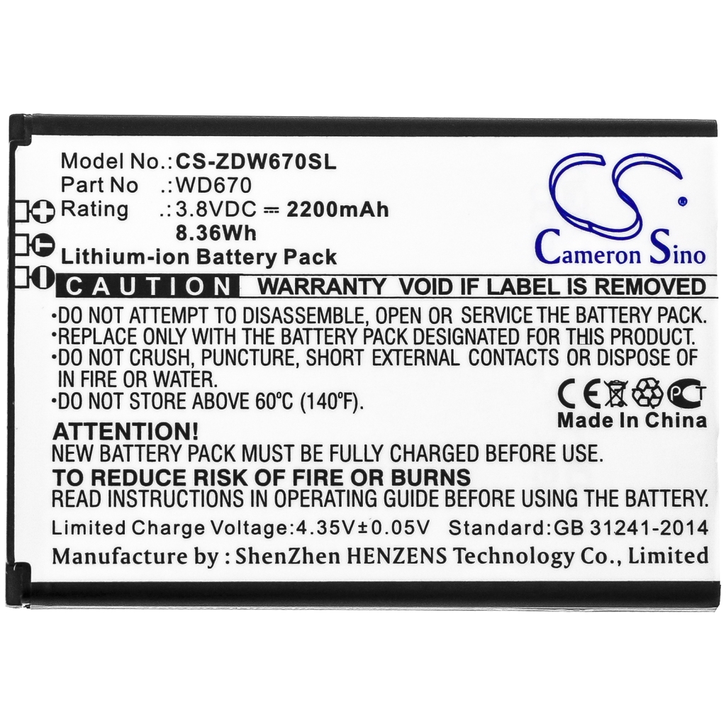 Hotspot Battery Mtc CS-ZDW670SL