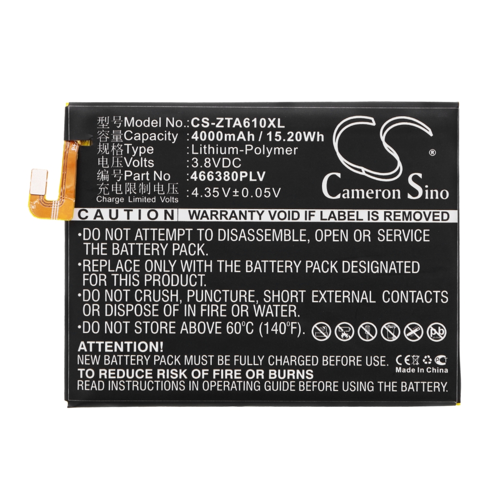 Compatible battery replacement for ZTE  466380PLV