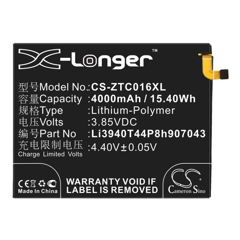 Compatible battery replacement for ZTE LI3940T44P8H907043