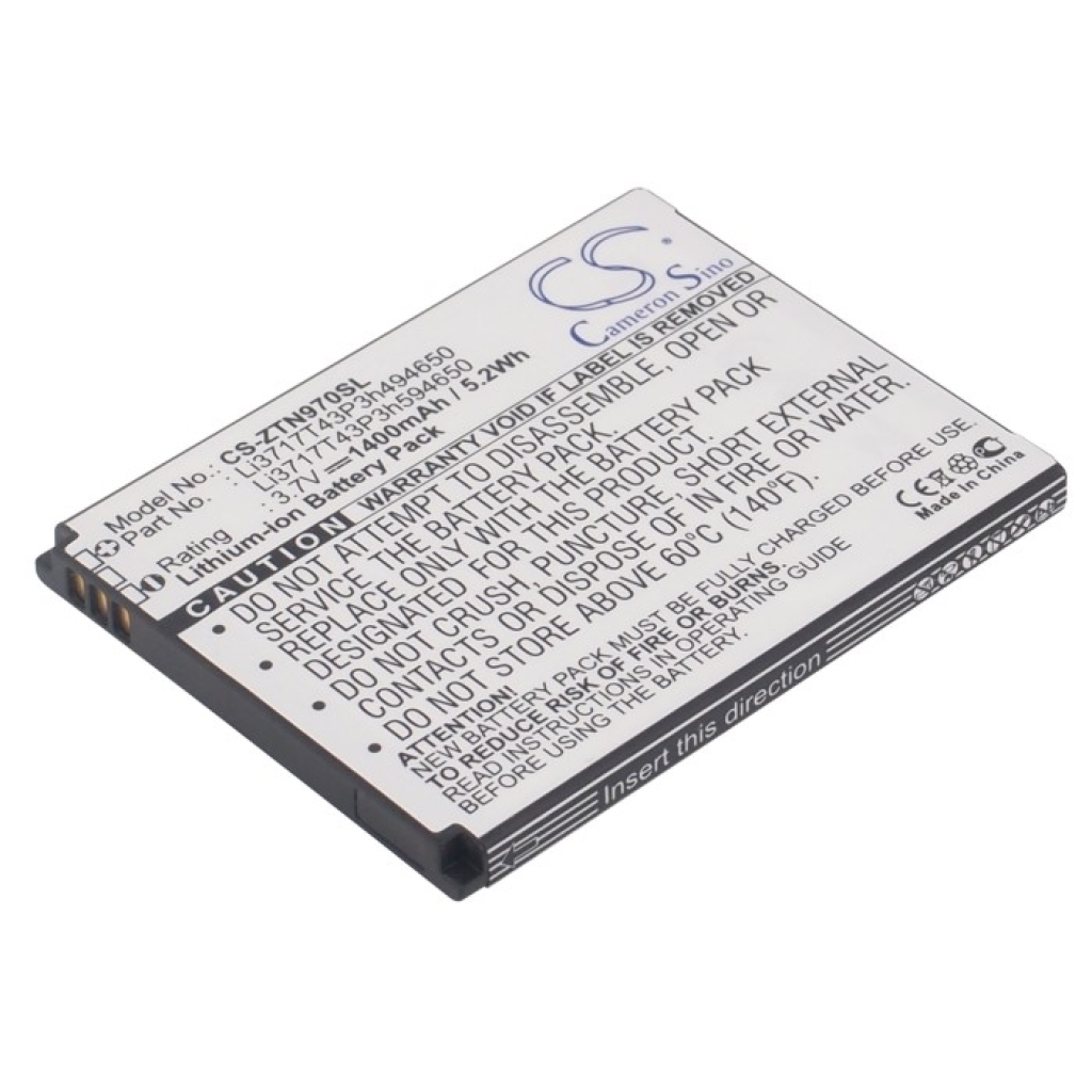 Compatible battery replacement for ZTE  Li3716T42P3h594650, Li3717T43P3h594650, Li3717T43P3h494650