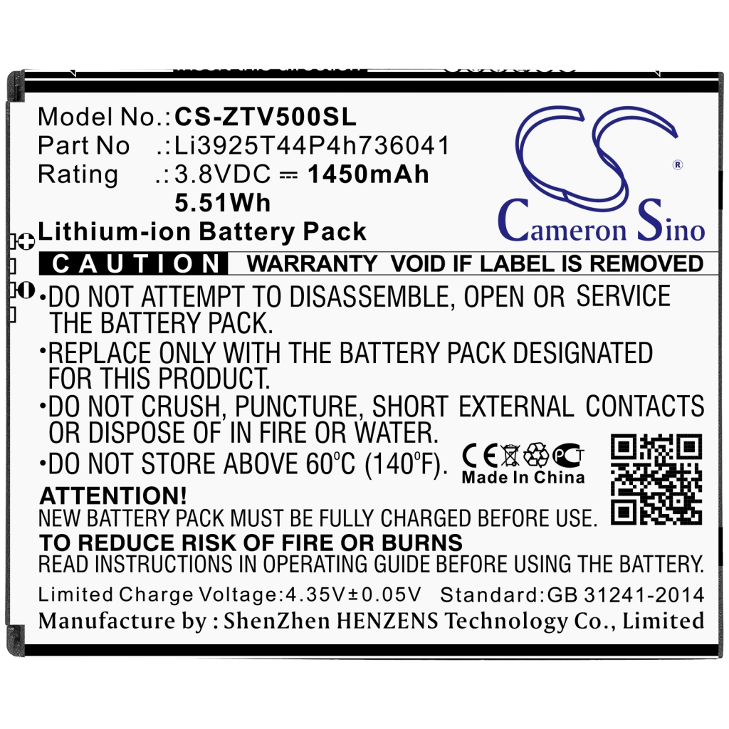 Compatible battery replacement for ZTE LI3925T44P4H736041