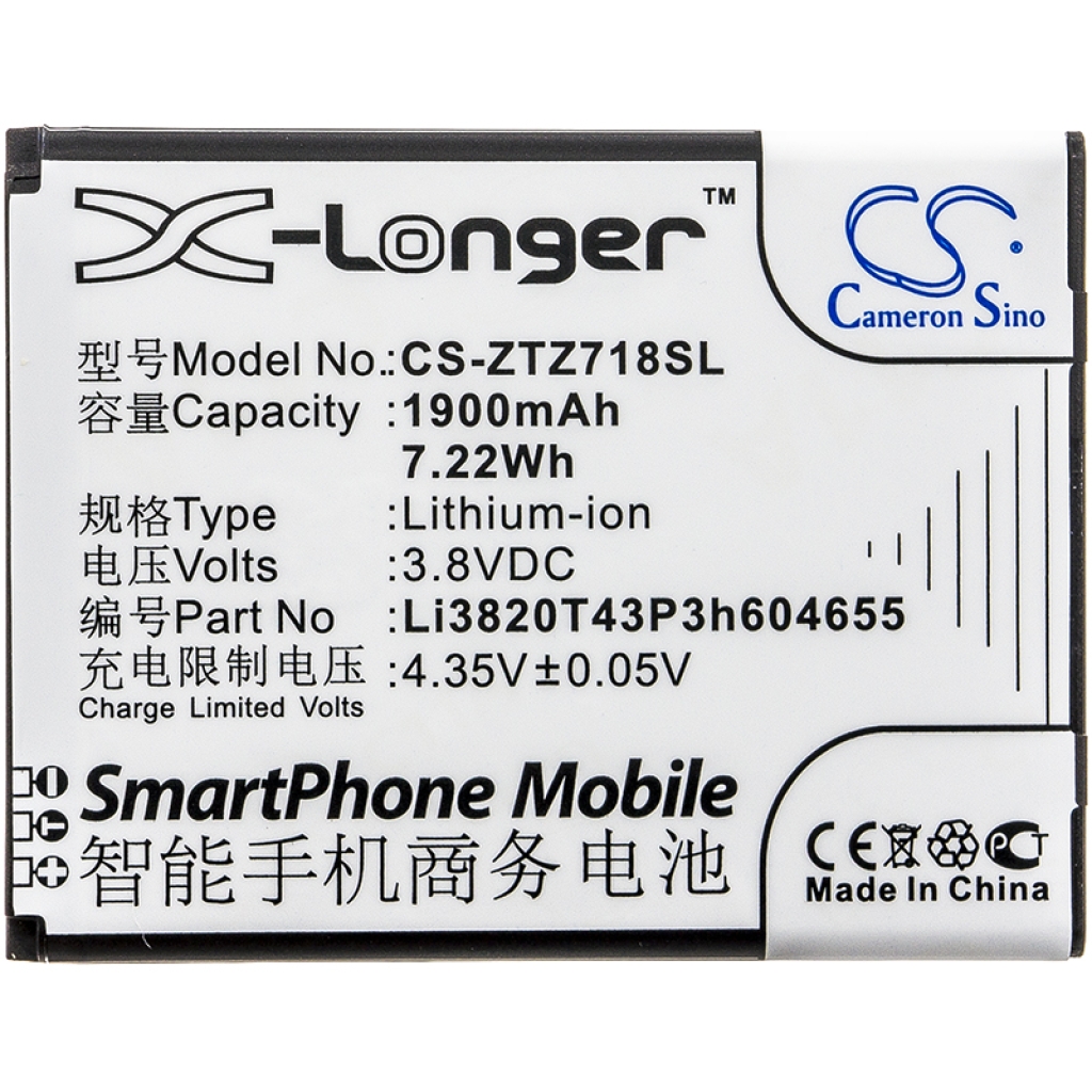 Compatible battery replacement for ZTE LI3820T43P3H604655